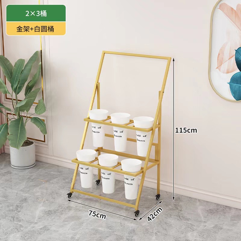 室内摆摊可车载带广告牌阶梯多层鲜花架花桶架折叠鲜花展示架花店