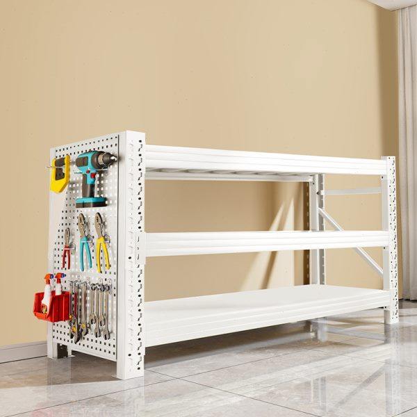 家用货架置物架多层收纳架白色快递阳台地下室储藏间小型货物架子