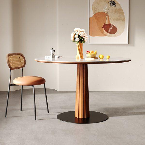 实木岩板餐桌椅组合家用现代简约小户型白蜡木圆形饭桌休闲洽谈桌,住宅家具,岩板餐桌,淘宝优惠券,粉丝福利购,淘宝优惠卷