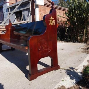 原木实木教堂跪椅堂口祈祷跪凳联排椅连椅厂家定做