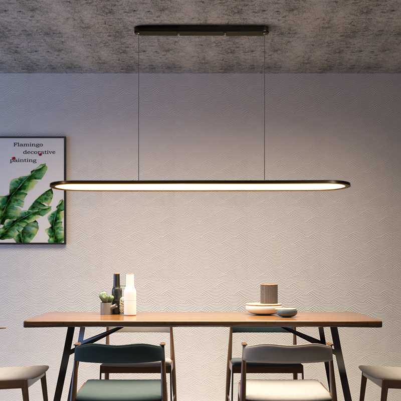 餐厅吊灯现代简约 北欧餐桌吧台办公室led极简长条平板岛台吊灯