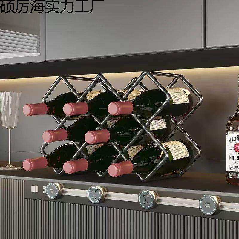 红酒置物架架子客厅酒柜家用格子酒架柜内轻奢摆件摆