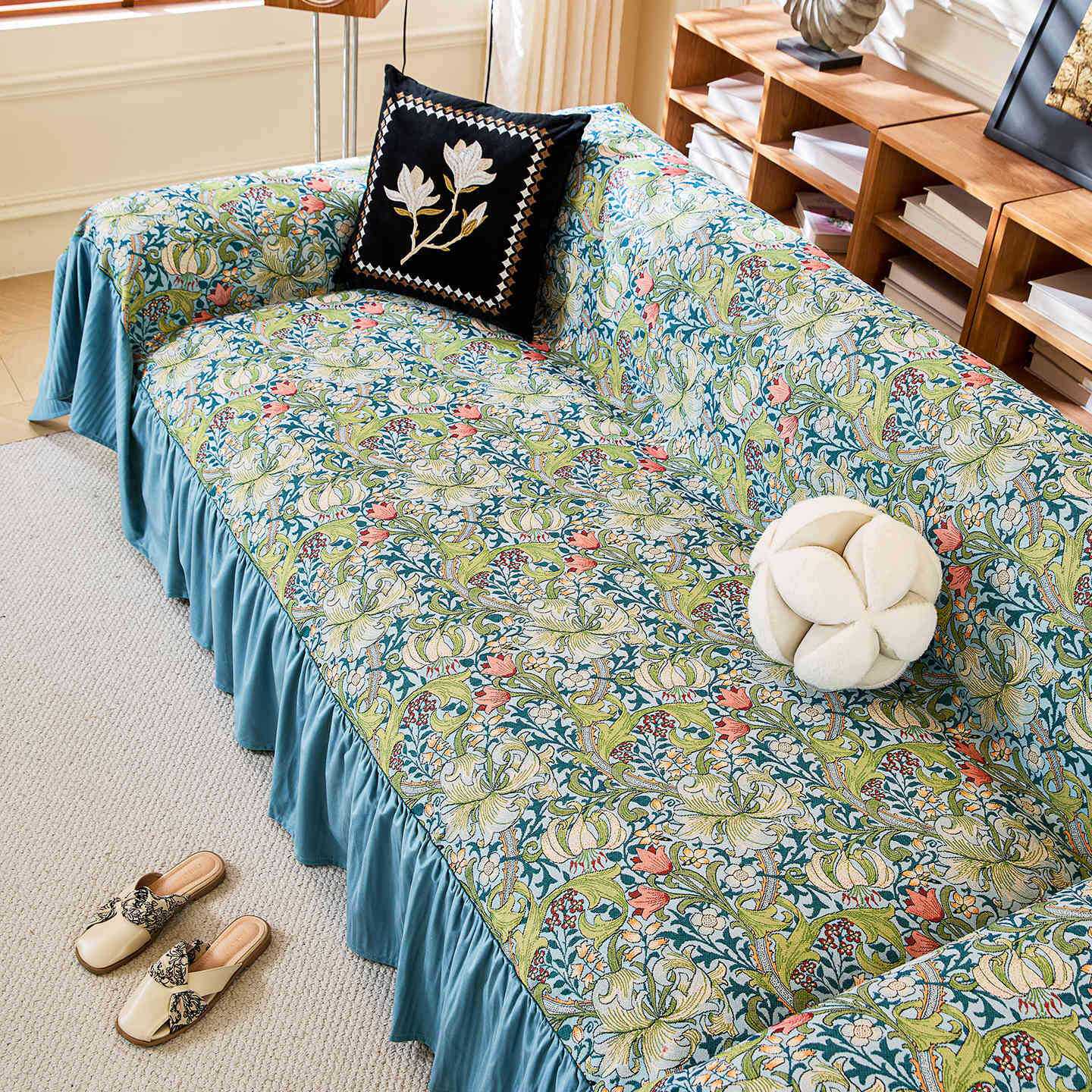 田园风欧式碎花棉麻布艺沙发套沙发盖布沙发盖巾沙发巾沙发盖布巾