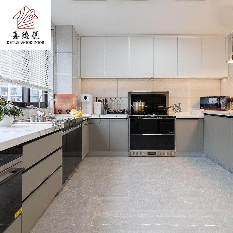 南京工厂橱柜现代简约L型U型定制厨房石英石台面厨房一体灶台