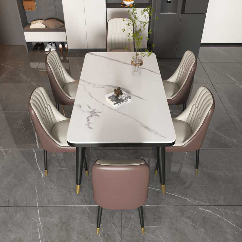 轻奢风岩板餐桌餐椅组合小户型家用吃饭桌出租屋租房桌子椅子一套