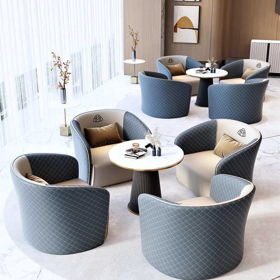 简约现代洽谈桌椅组合办公室酒店售楼处休息区接待会客单人沙发椅