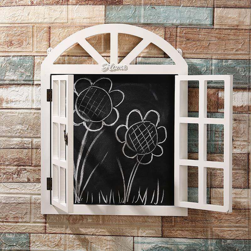 创意木质假窗板黑板式留言装饰民宿咖啡厅墙面摆件办公室记事牌