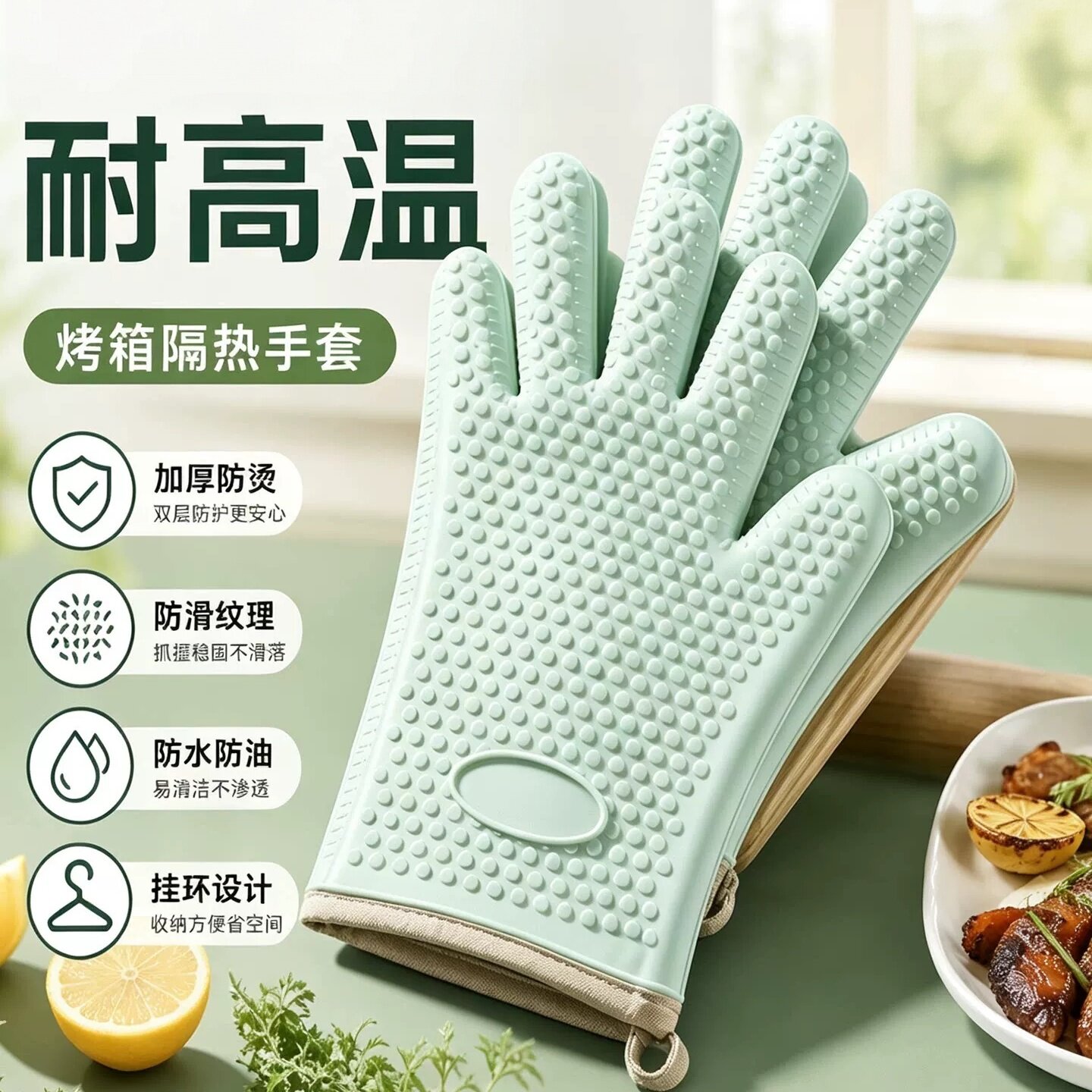 微波炉隔热手套防烫手套硅胶