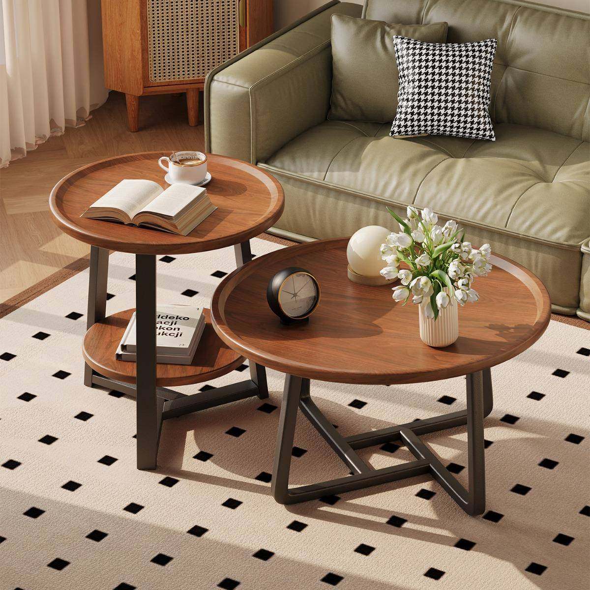 小茶几沙发边几边柜圆桌子简易家用移动床头桌小户型木桌迷你置物