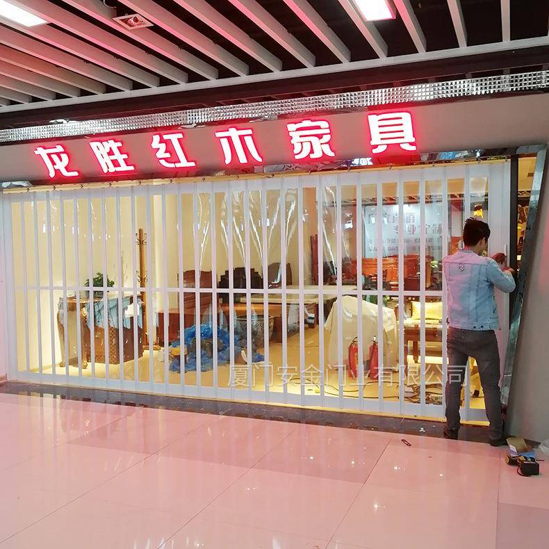 生产商场铝合金透明折叠门推拉门水晶折叠门侧卷水晶门