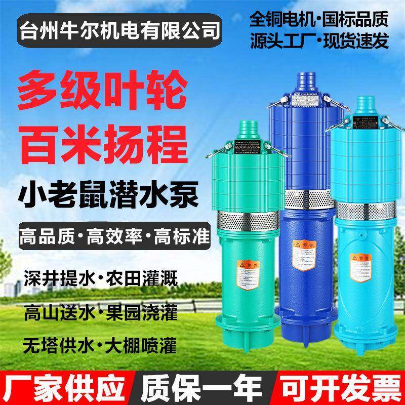 上海QD多级潜水泵家用高扬程小老鼠深井抽水泵大流量农用灌溉水泵