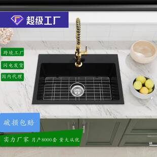 石英石厨房水槽大单槽花岗岩小洗碗槽嵌入式台上台下洗菜池水盆