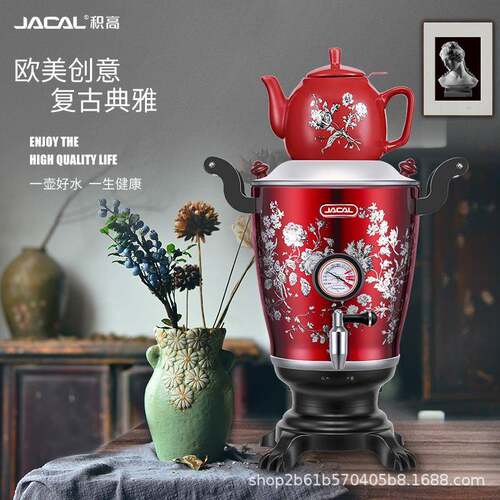 积高GL-T19中东茶炊壶欧式贴花烧水壶子母茶壶温度显示保温电茶壶