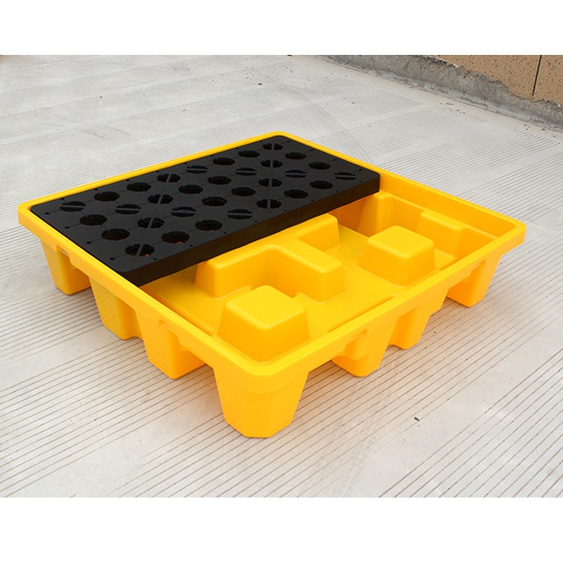 四桶盛漏托盘塑料防泄漏托盘两桶防渗漏卡板化学品盛漏油桶接油盘