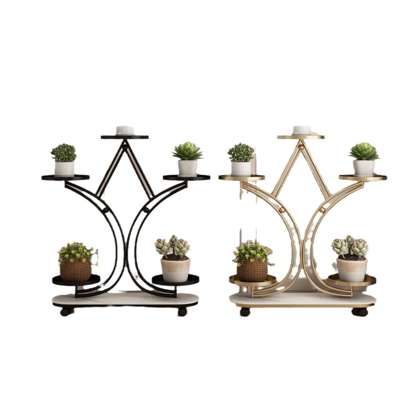 轻奢多层铁艺花架室内客厅绿萝花架子阳台多肉吊兰落地花盆置物架