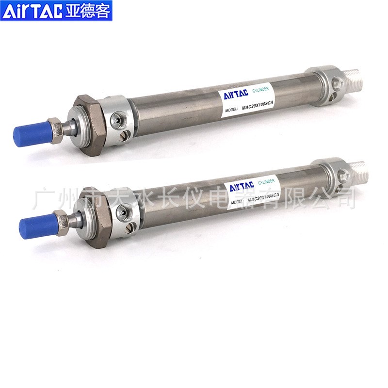 亚德客带缓冲迷你气缸MAC16/20/25X25/50/75/100/125/150-200SCA