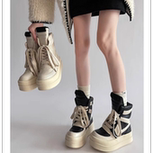 增高ins百搭板鞋 情侣同款 2025年新款 欧美大钩子倒三角厚底高帮鞋