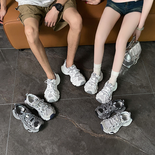 运动鞋 透气厚底增高小众休闲男女百搭大码 女2025秋新款 情侣老爹鞋