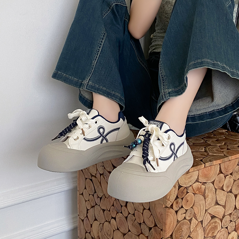 踩屎感拼色厚底百搭松糕休闲板鞋