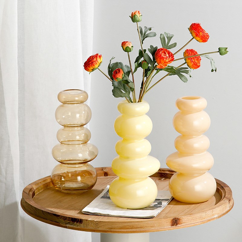 高级感轻奢鹅卵石花瓶摆件客厅插花桌面电视柜网红高档小众装饰品