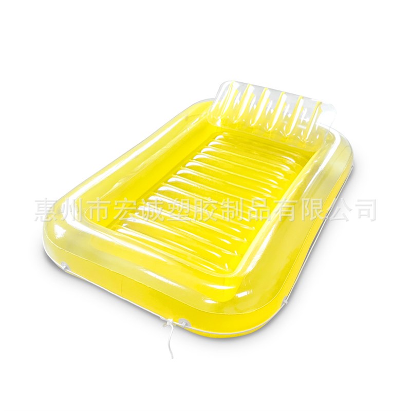 热销充气长方形水池浮排/ 带靠枕充气浮床  拉带游泳池躺椅水床