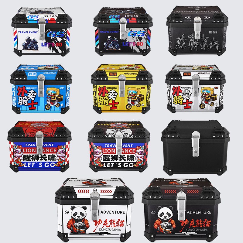 踏板摩托车非铝合金尾箱贴画通用工具箱电动电动车大容量后备Hy7