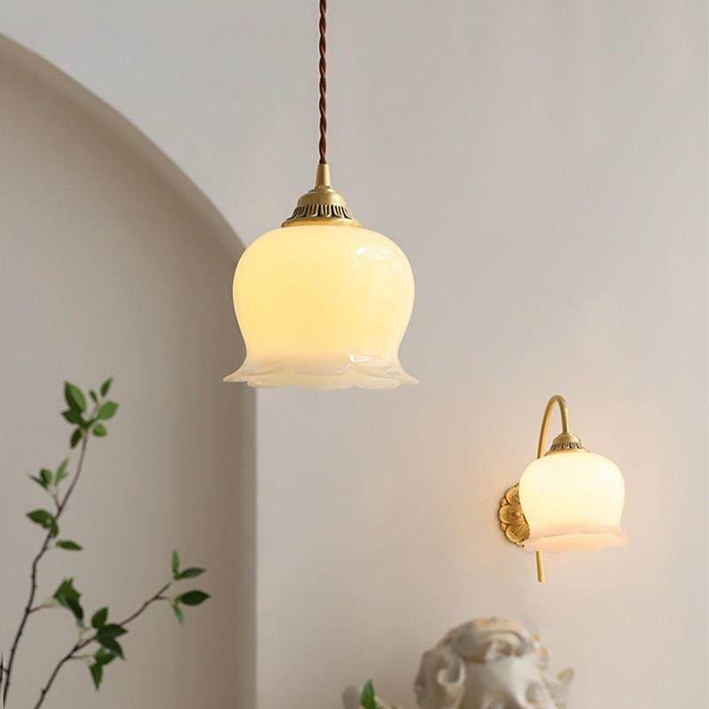 床头吊线灯法式复古奶油色铃兰美式轻奢样板间卧室床头玄关入户,纺织面料/辅料/配套,纺织机械配件,淘宝优惠券,粉丝福利购,淘宝优惠卷