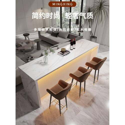 现代吧台桌家用餐桌中岛台阳台客厅隔断开放式厨房一体沙发后吧台