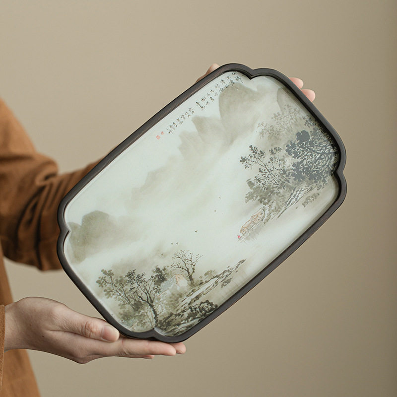 新中式国潮手工托盘小型茶盘家用复古竹制壶承茶壶垫养壶垫干泡台