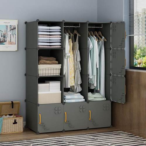 简易衣柜卧室家用组装塑料储物柜出租房用布衣橱收纳柜子结实耐用