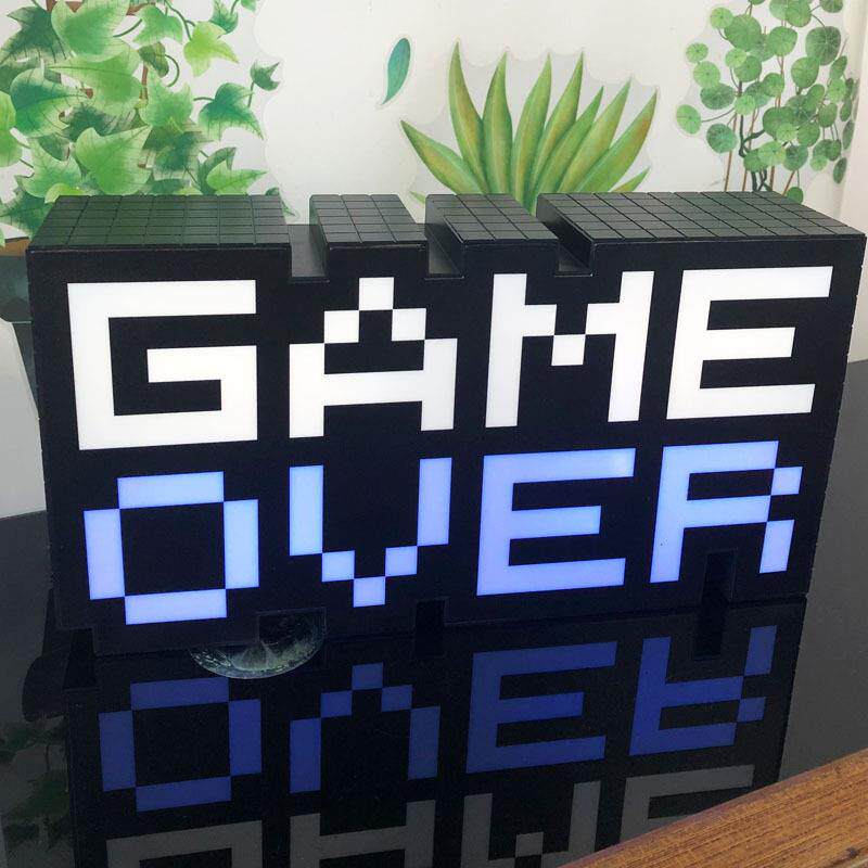 电玩发声游戏图标灯七彩小夜灯GAMEOVER字样LED灯USB发光字灯