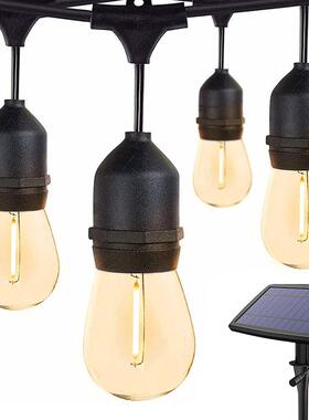 15LED遥控灯串庭院节日户外防水装饰暖白光灯太阳能S14露营灯串