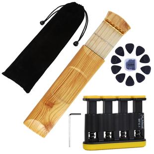 厂家直销 6品口袋吉他右手木纹色 美妙拨片黑色 手指训练器MF4-1