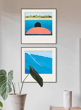 小众大师艺术画北欧风格清新客厅装饰画餐厅挂画壁画蓝色大海风景
