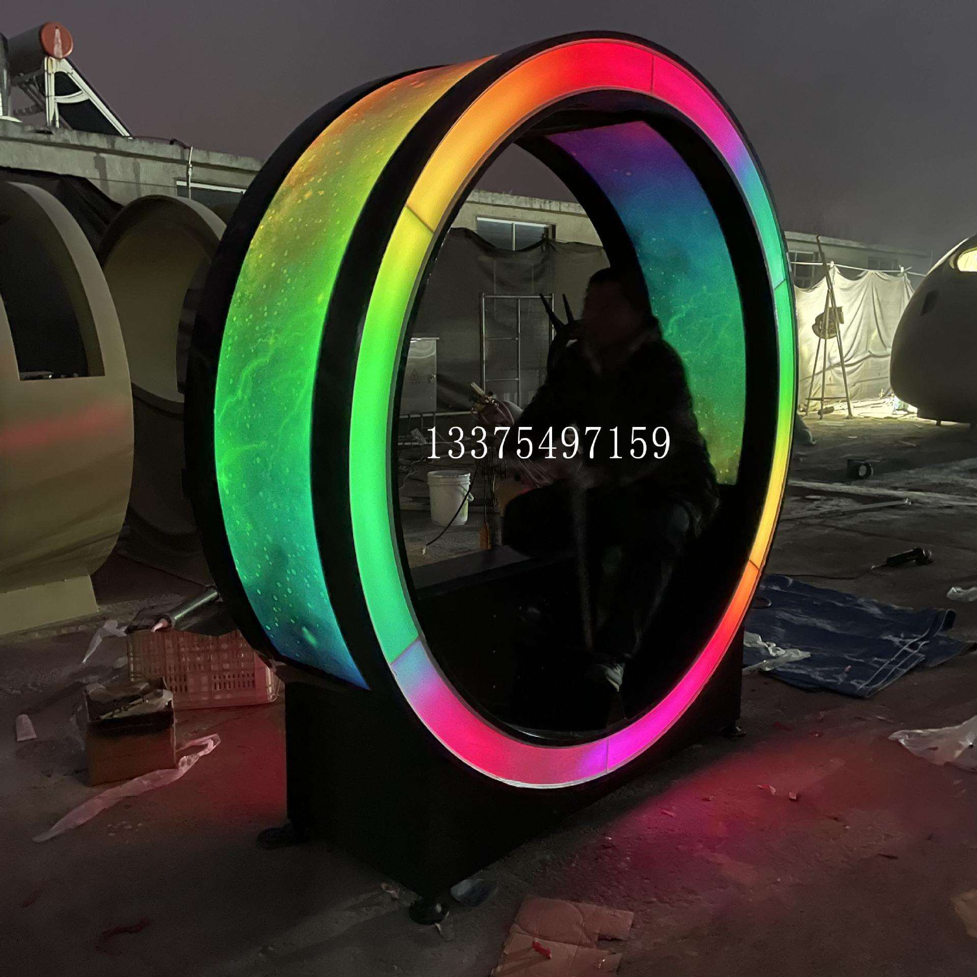 景区公园游乐无动力手摇发光单车健身游乐器材不锈钢模拟划船设备