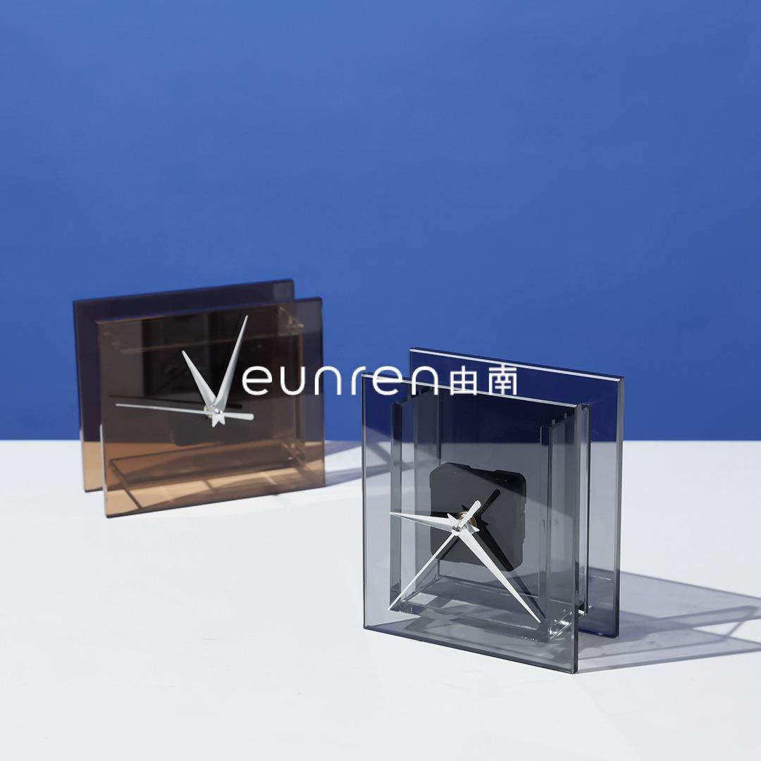 现代简约轻奢创意时钟摆件售楼处办公室家居客厅桌面创意钟表装饰