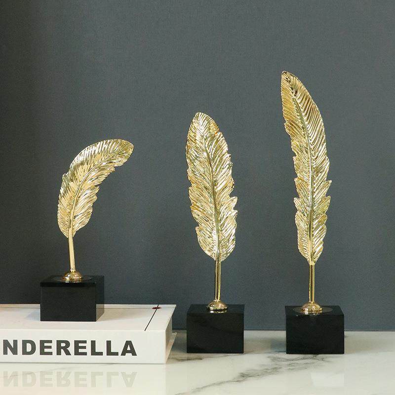 中式轻奢合金水晶羽毛装饰摆件创意金色家居客厅装饰金属工艺品厂,收纳整理,烫衣板及配件,淘宝优惠券,粉丝福利购,淘宝优惠卷