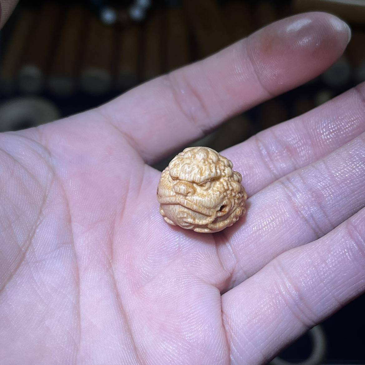 IYR7远山工实心竹迷你小金蟾佩饰可盘玩玉竹手把件玉竹佩饰金蟾佩