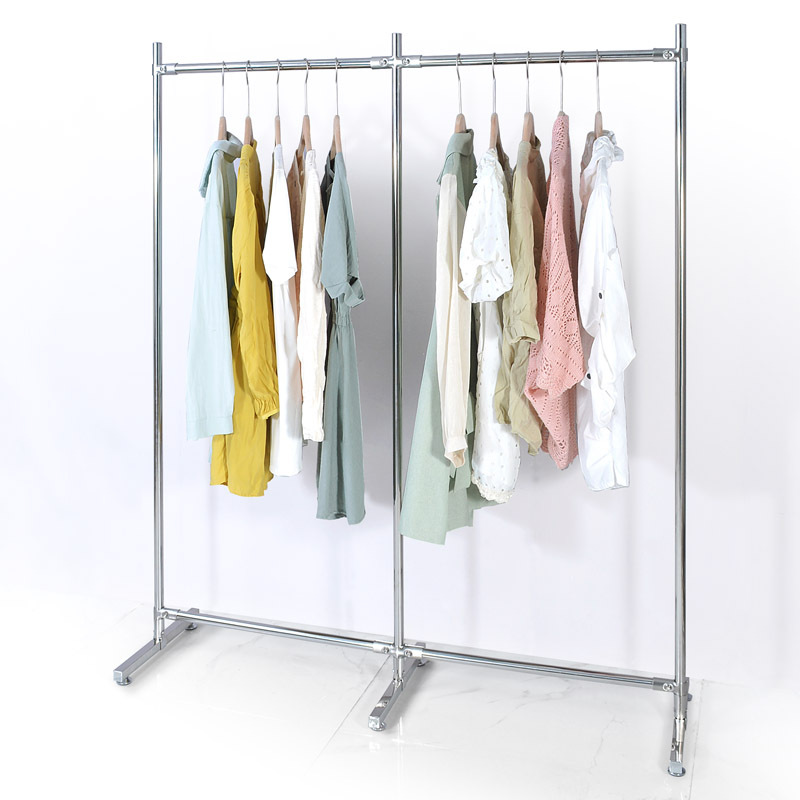 不锈钢单杠服装龙门展示衣架挂衣陈列架子落地可加厚加固卖场货架
