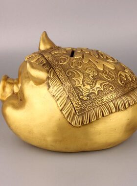 铜猪摆件纯铜存钱罐福字猪头办公桌面家居客厅玄关工艺品生日礼品