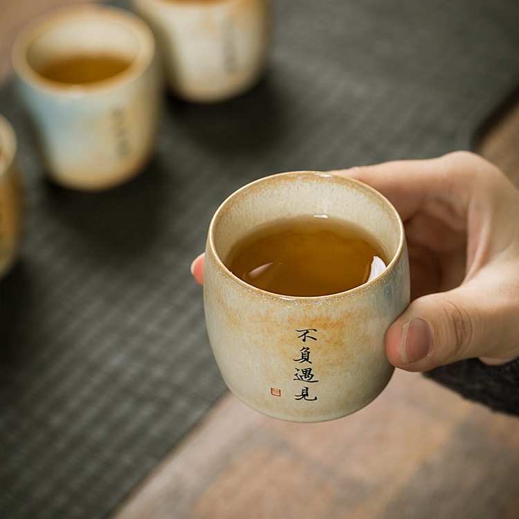 景德镇纯手工陶瓷窑变釉茶杯志野烧主人杯品茗杯私人刻字杯