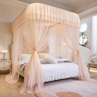 2024新款导轨蚊帐家用u型轨道加厚夏季卧室公主风落地床幔纹帐帘