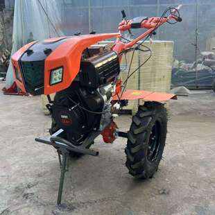 电启动柴油大轮胎两驱微耕机照明带机罩手扶旋耕机硬地深翻犁田机