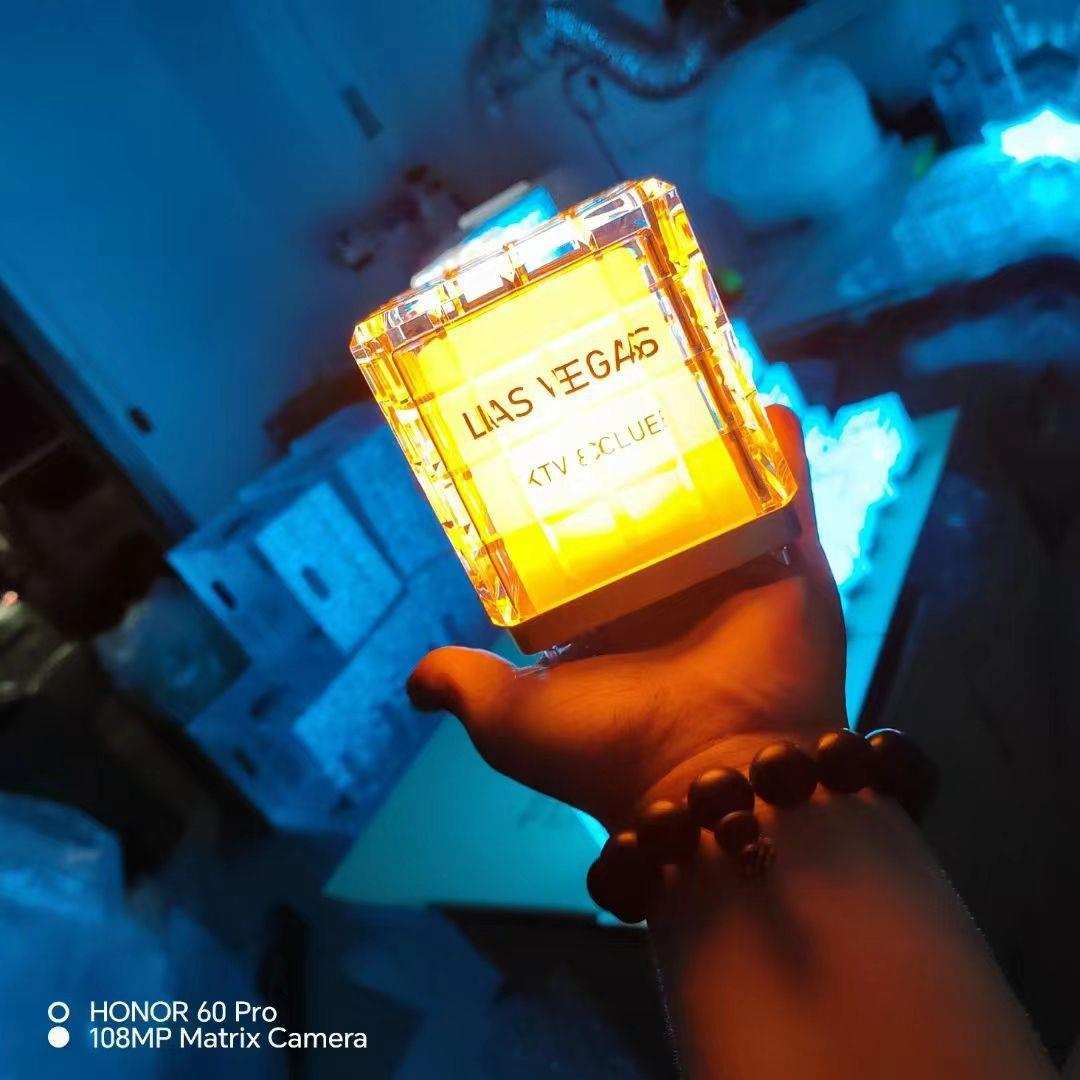 LED酒吧台灯创意个性清吧咖啡厅桌灯KTV小夜灯夜场魔方氛围灯白光