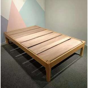 实木红橡木榻榻米实木床单人床小户型家用卧室无床头排骨架加宽床