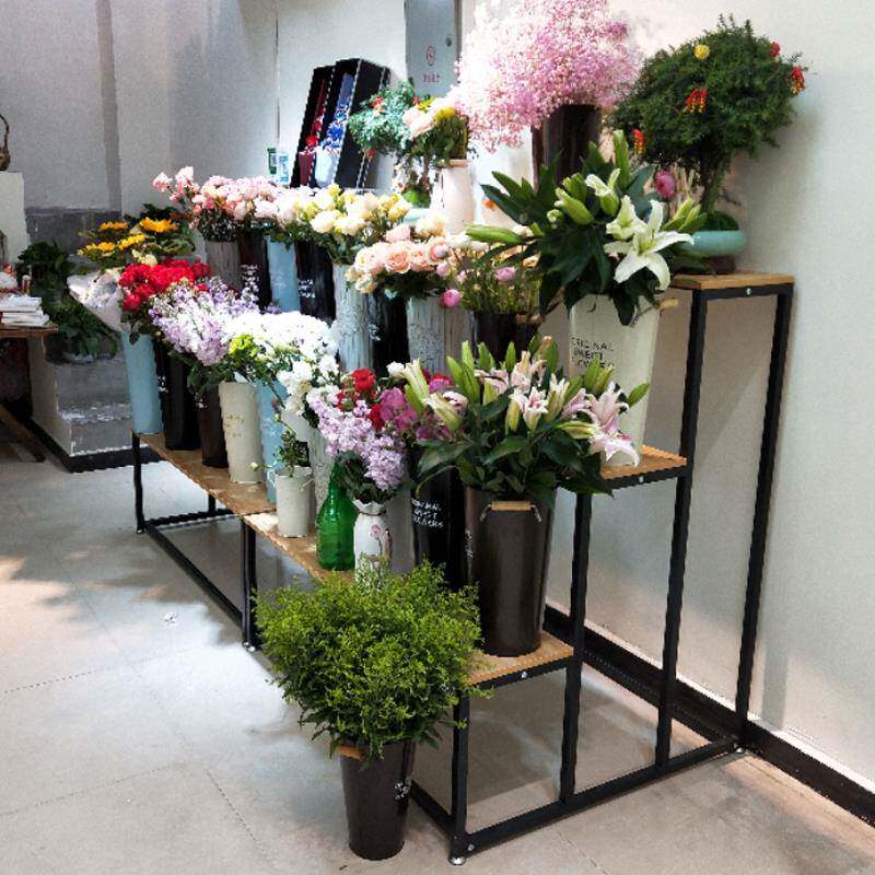 W7花店花架子鲜花展示架落地式花盆架铁艺室内家用阶梯式收纳置物