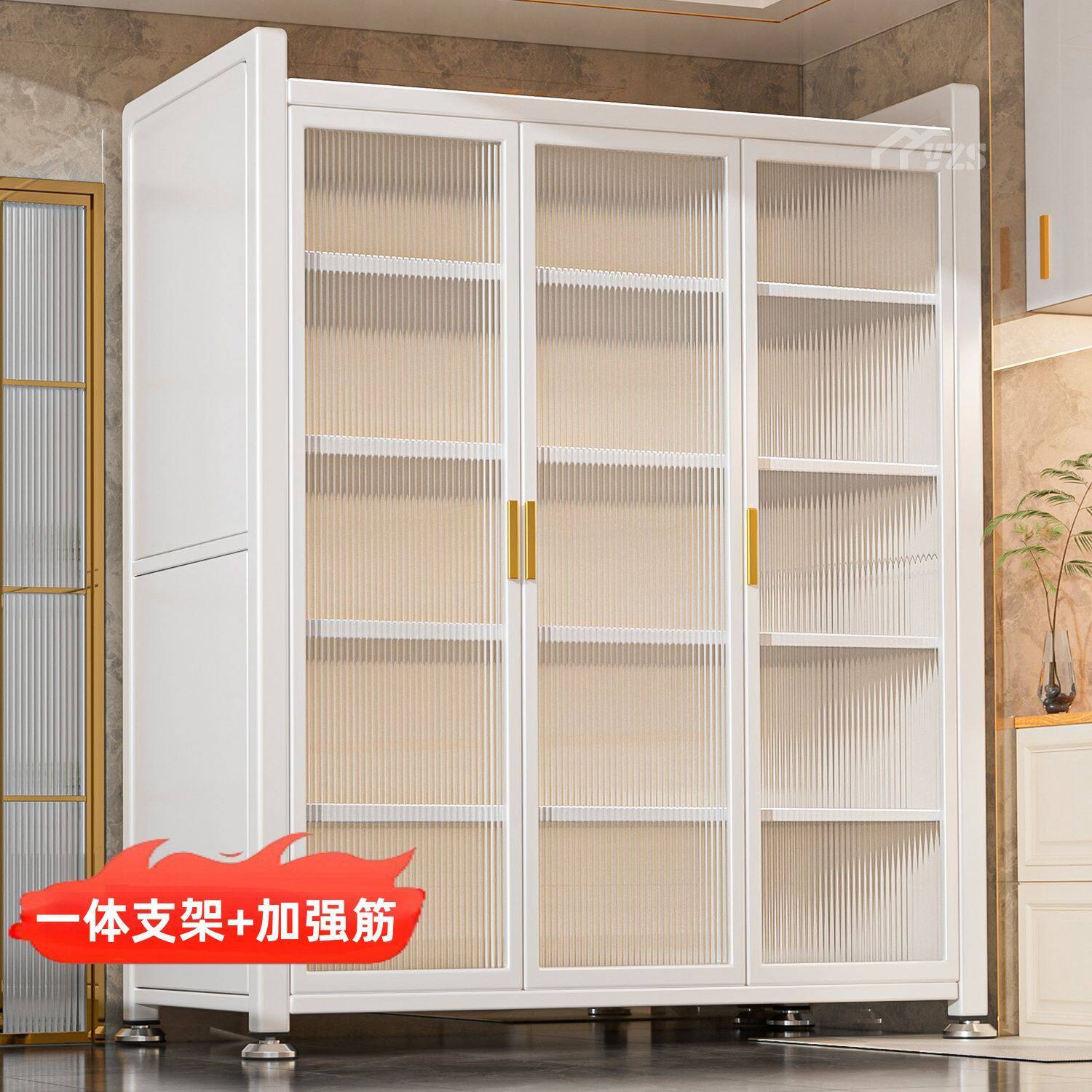 新款厨房置物架落地多层家用收纳柜子微波炉防尘多功能橱柜储物柜