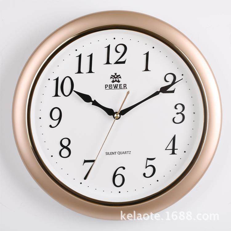 POWER挂钟客厅现代居卧室简约石英钟时尚创意圆形静音挂钟885