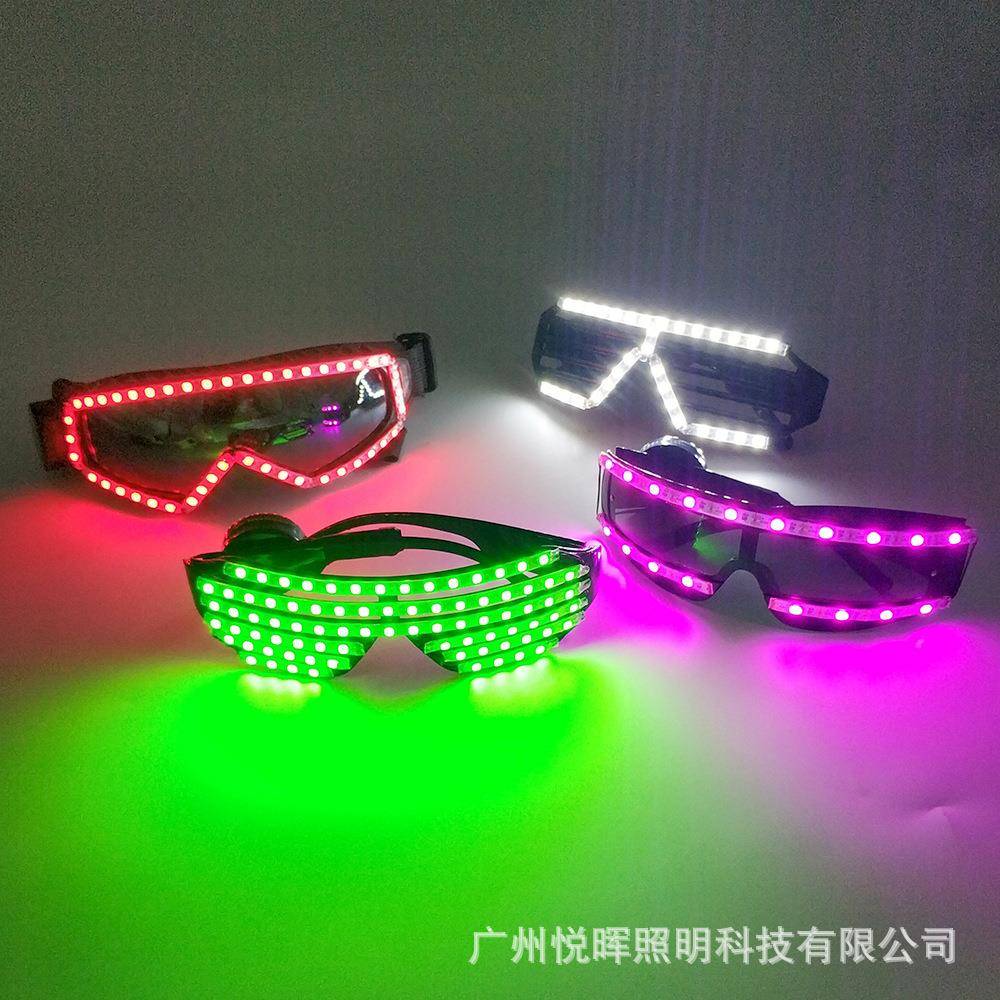 5V LED百叶窗眼镜 酒吧夜场表演发光道具 爆闪炫酷无线发光眼镜