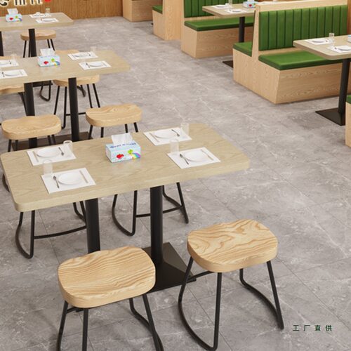 实木凳子粉面汉堡小吃店餐饮店桌椅组合麻辣烫店餐厅桌子卡座商用